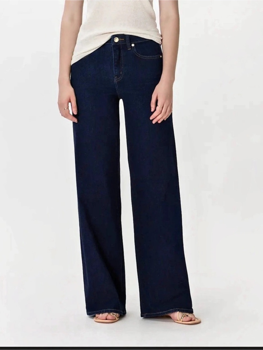 Quince Bella Stretch wide leg jean in Deep Rinse NWT! Size 32 XL length